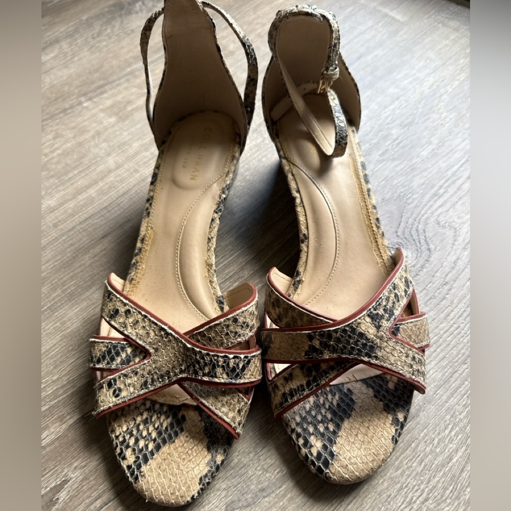 Cole Haan Snakeskin Ankle Strap Sandals – Size 7